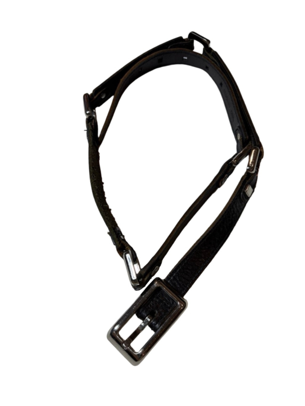 Fossil Black Genuine Leather Multi Strap Harness Belt Y2K Punk Size M